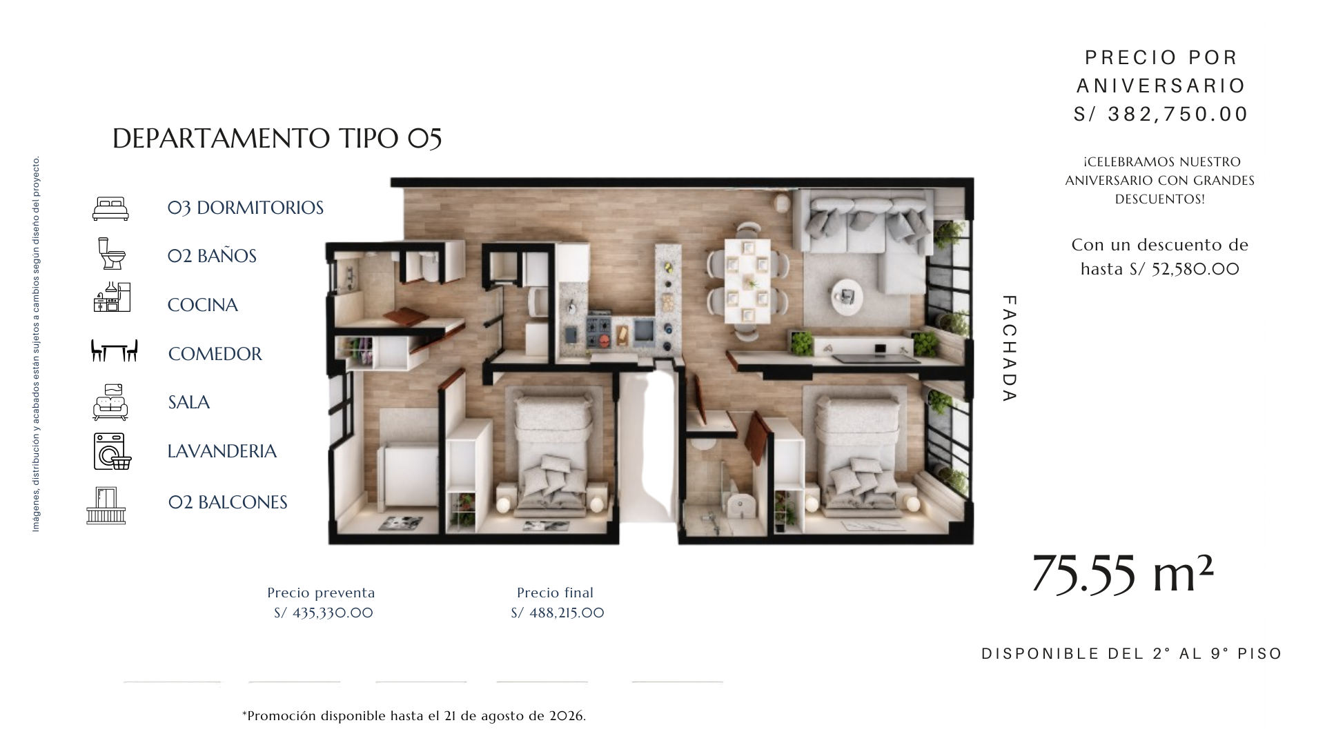 Plano Departamento tipo 5