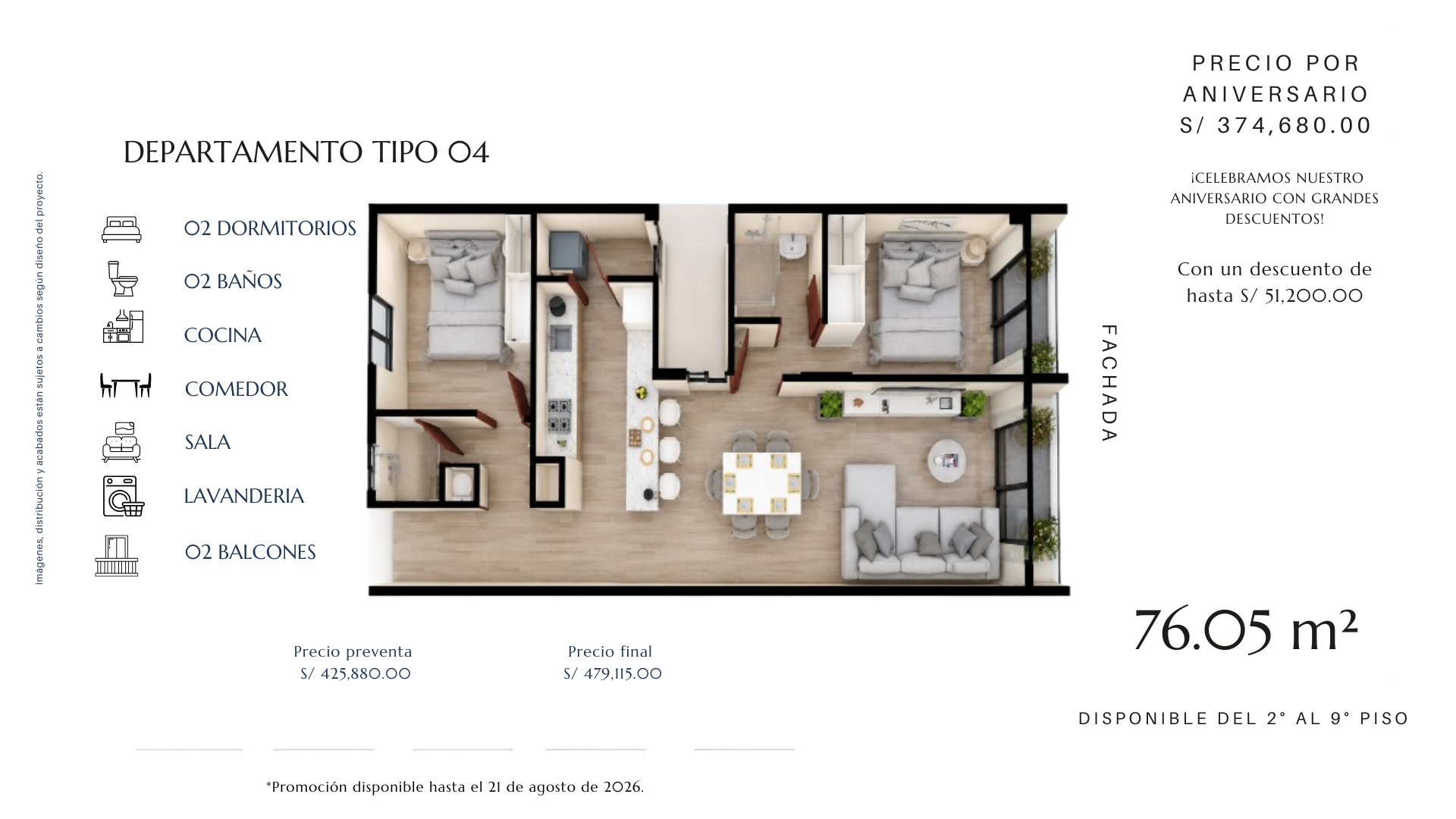 Plano Departamento tipo 4