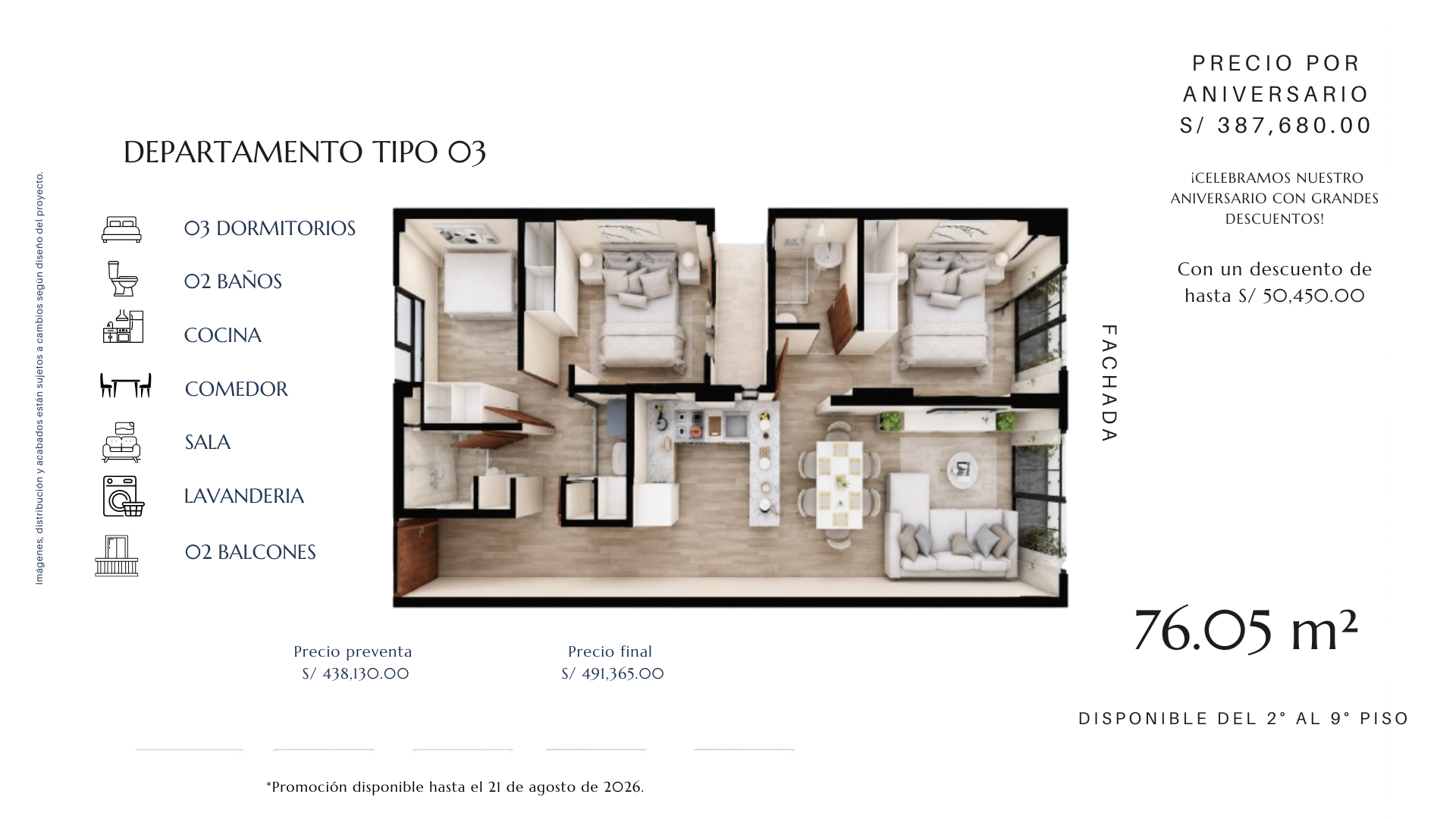 Plano Departamento tipo 3